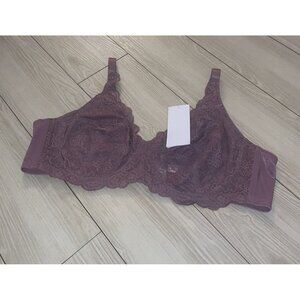 HSIA Lace Minimizer Bra Unlined Unpadded Underwire Womens 44C Purple New